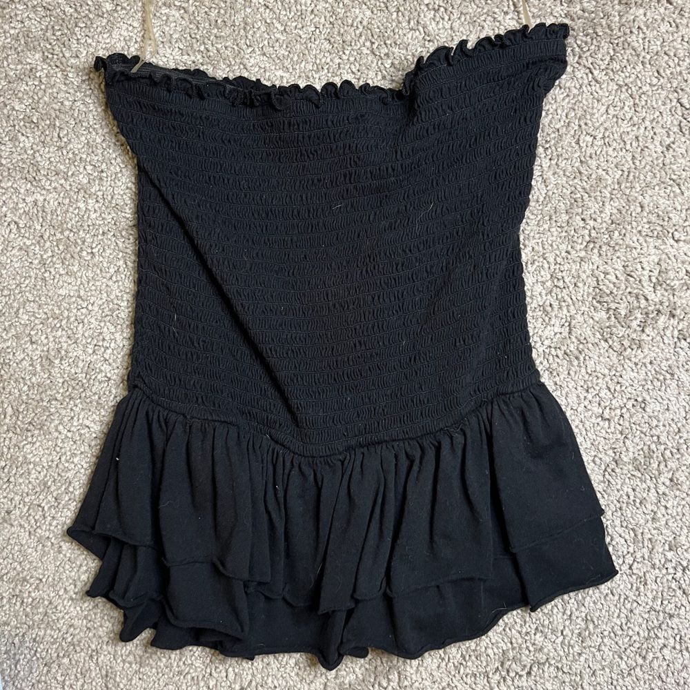 Black strapless shirt womens size medium vacation summer tank top